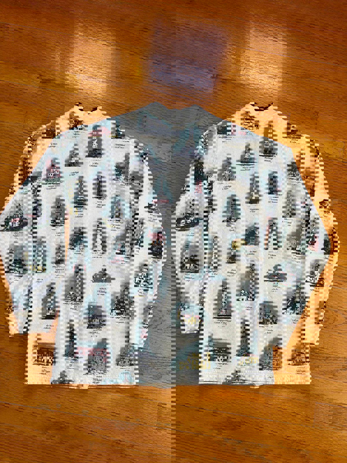 Vintage Great Lakes Lighthouse AOP Sweater