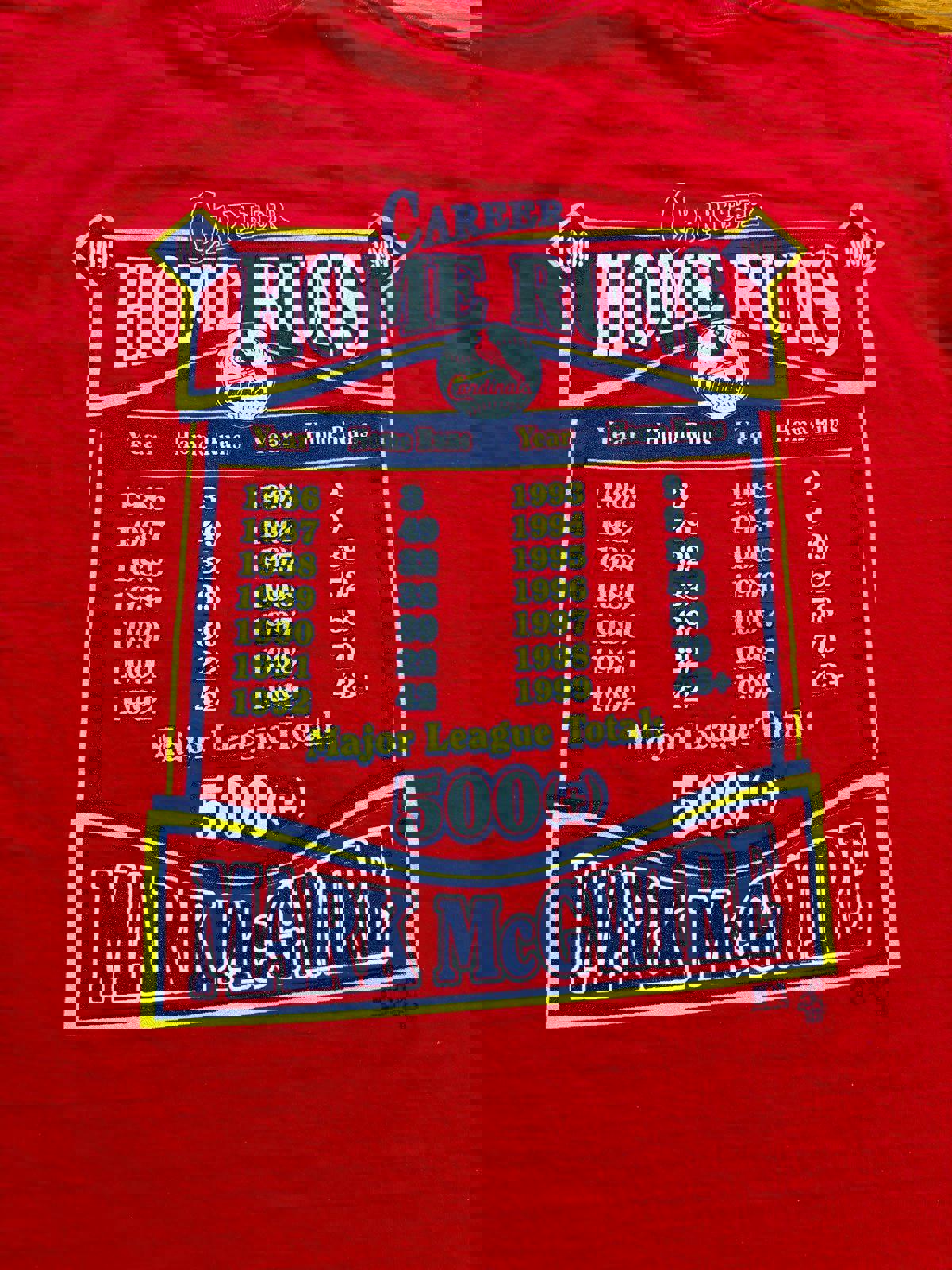 Vintage 90s St. Louis Cardinals Mark McGwire 500 Home Runs T-Shirt