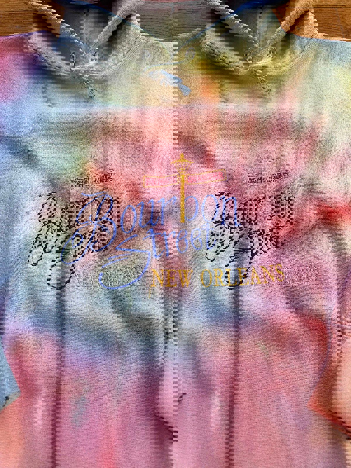 Vintage French Quarter Bourbon Street New Orleans Tie Dye Hoodie