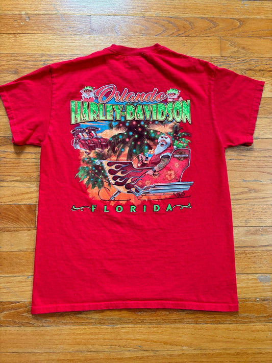 Harley Davidson Motorcycle Christmas Santa T-Shirt