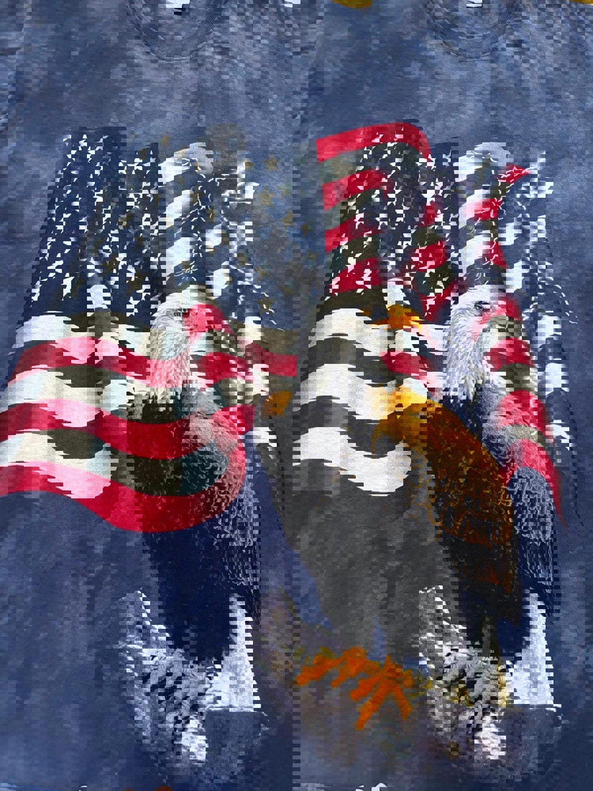 Vintage Nature Bald Eagle The Mountains USA Thunder Tie Dye T-Shirt