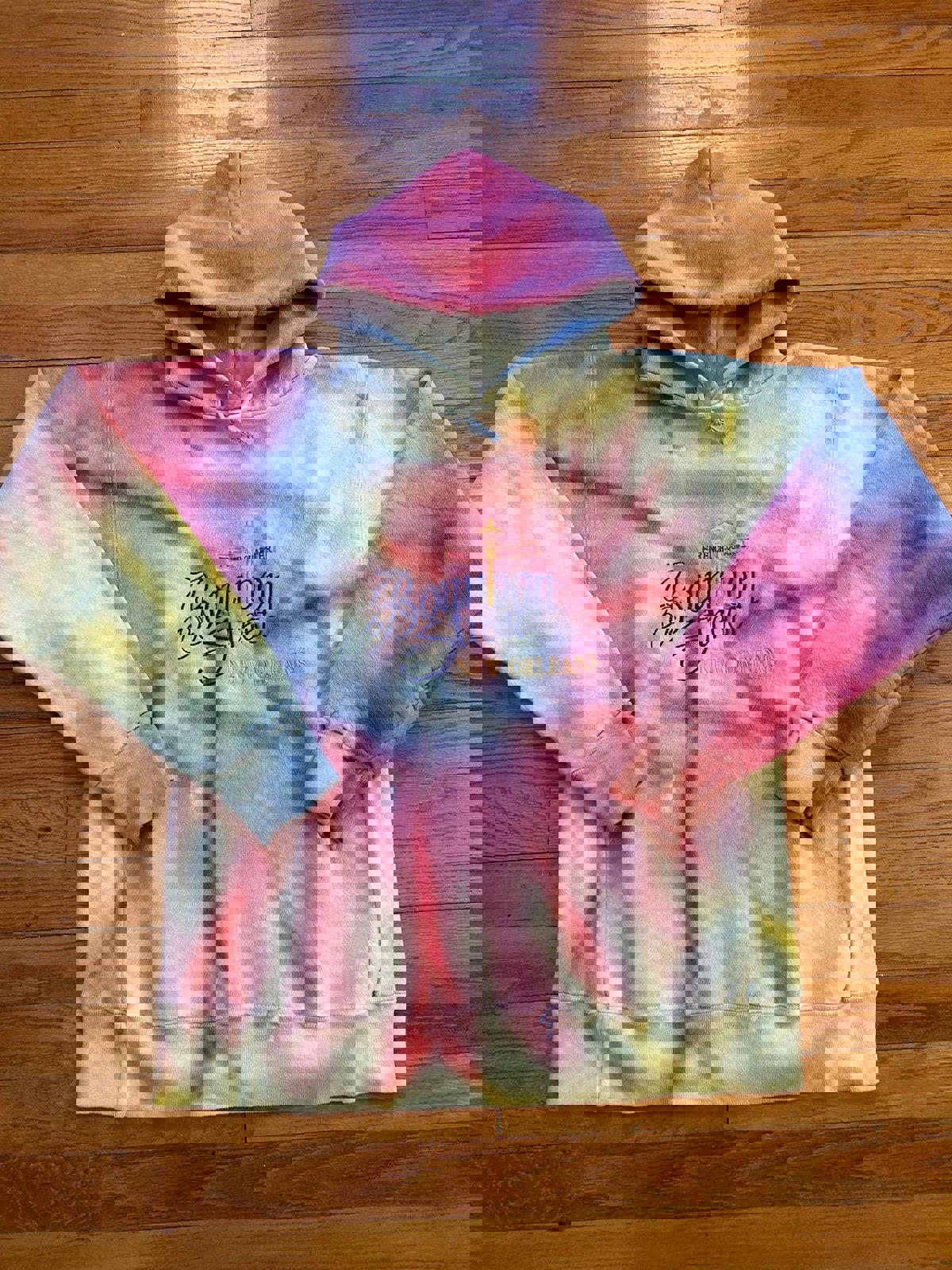 Vintage French Quarter Bourbon Street New Orleans Tie Dye Hoodie
