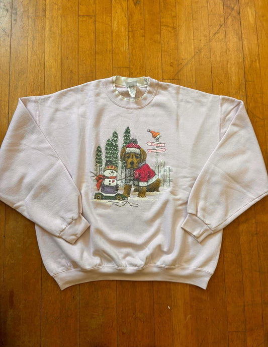 Vintage Christmas Winter Dog Crewneck