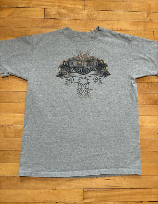 Vintage Harley Davidson Motorcycle Wolf Nature T-Shirt