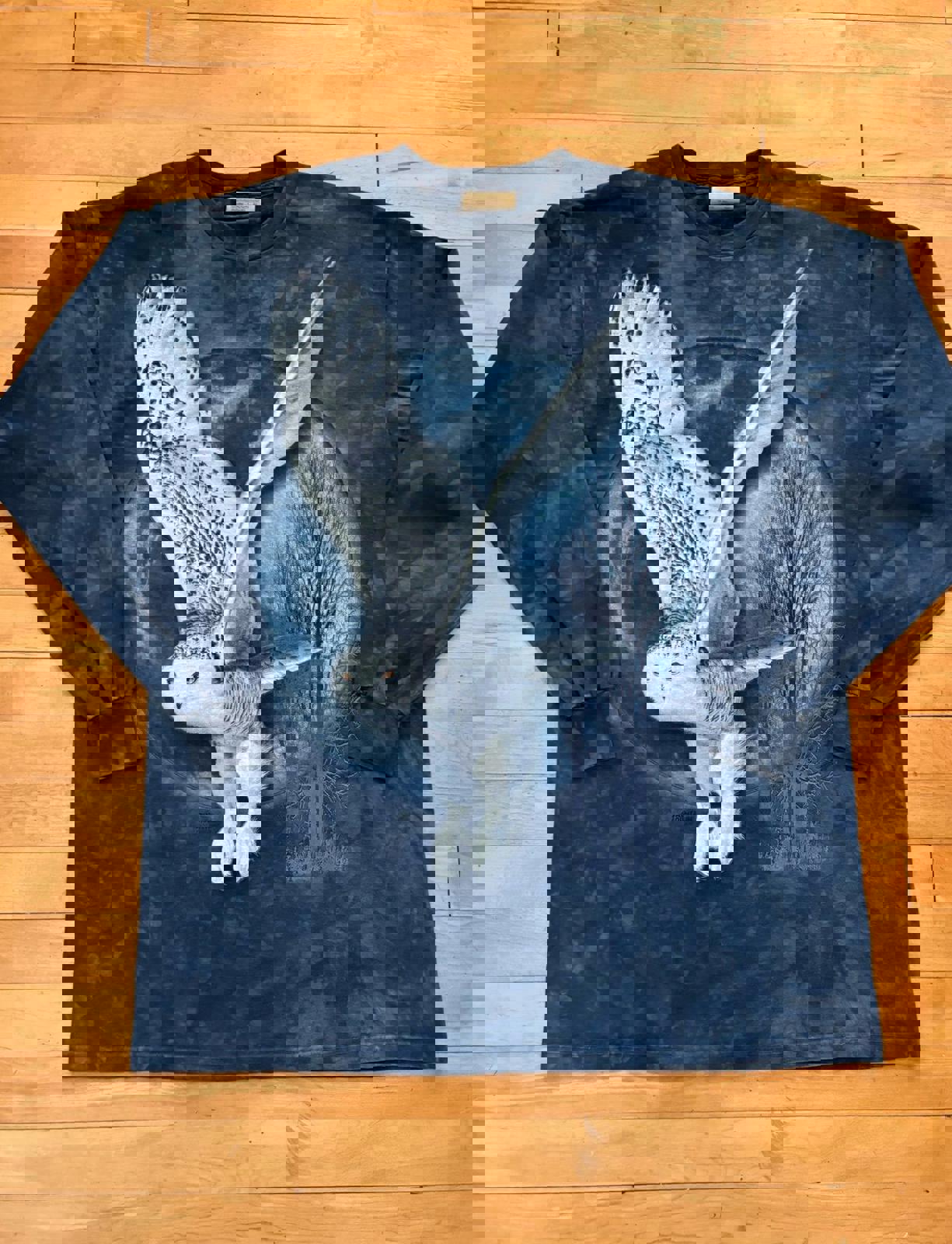 Vintage Owl Nature The Mountains Tie Dye Long Sleeve T-Shirt