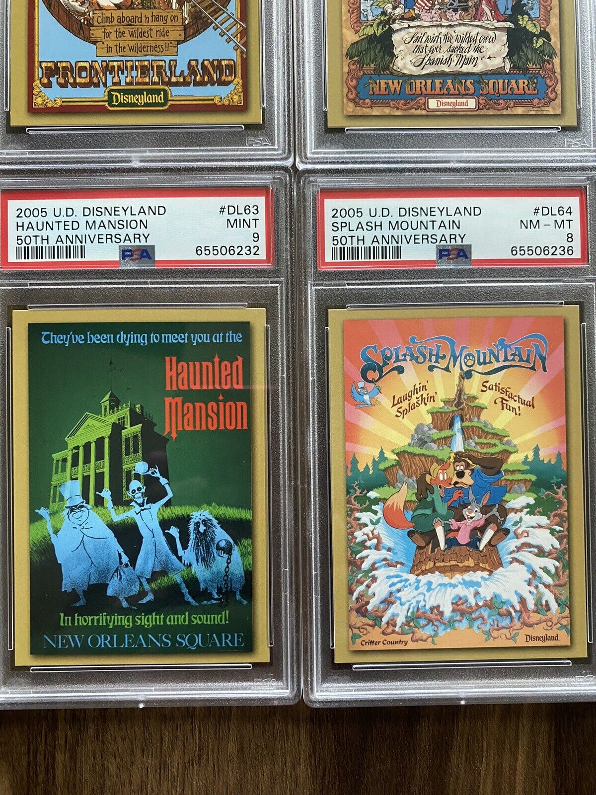 SPLASH MOUNTAIN, Haunted Mansion, Space Disneyland Upper deck 2005 PSA LOT (6)