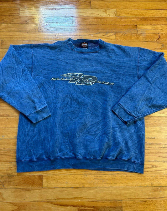 Vintage Harley Davidson Motorcycle Tie Dye Crewneck Sweater