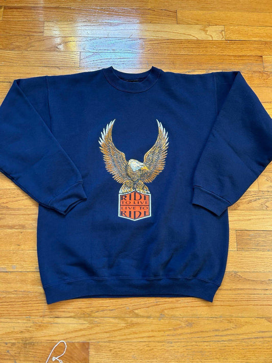 Vintage Harley Davidson Motorcycle Eagle Crewneck Sweater