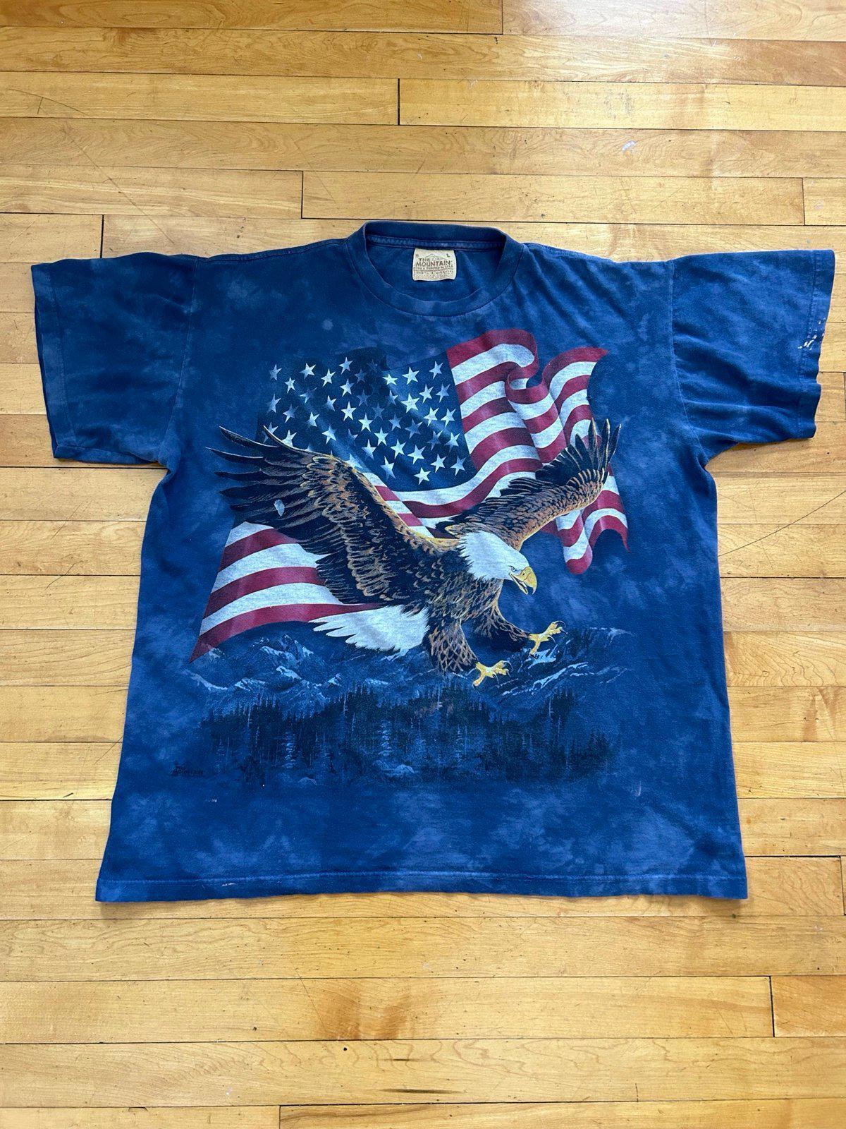 Vintage Tie Dye The Mountains USA Thunder Bald Eagle T-Shirt