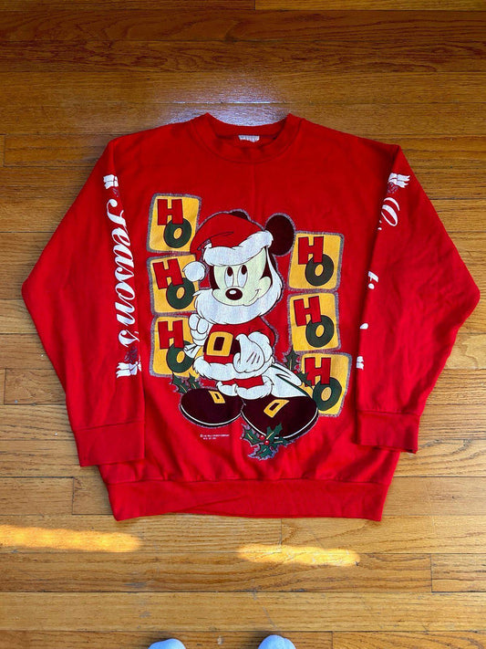 Vintage Walt Disney Christmas Holiday Mickey Mouse Winter Sweater