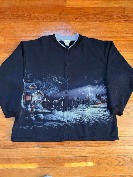 Vintage Christmas Winter Nature AOP Crewneck