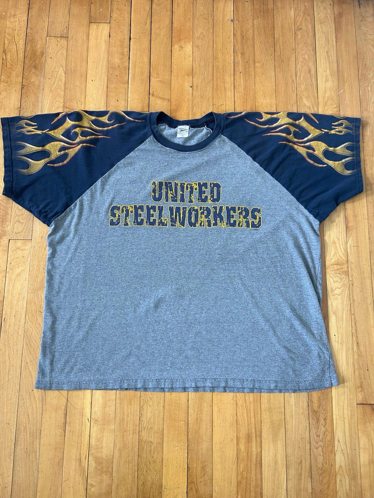Vintage 90s United Steelworkers Flames T-Shirt