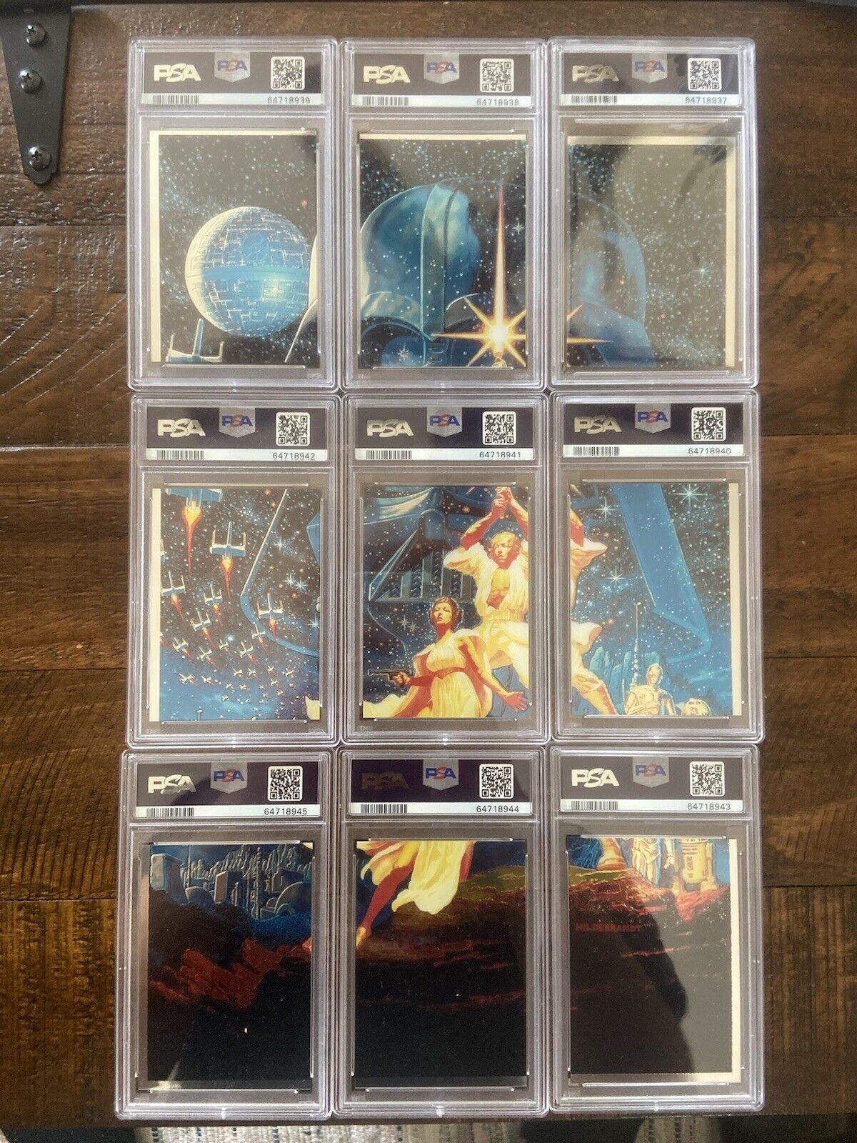 1999 STAR WARS CHROME ARCHIVES FULL SET (9) PSA GRADED SAPPHIRE LUKE VADOR R2D2