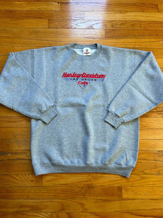 Vintage Harley Davidson Motorcycle Cafe Crewneck Sweater