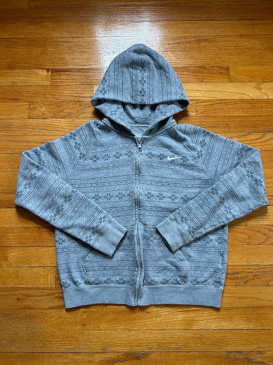 Vintage Grey Christmas Nike Zip Up Hoodie Sweater