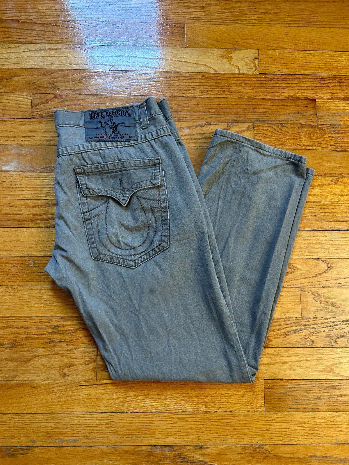 True Religion Navy Green Straight Jeans 38