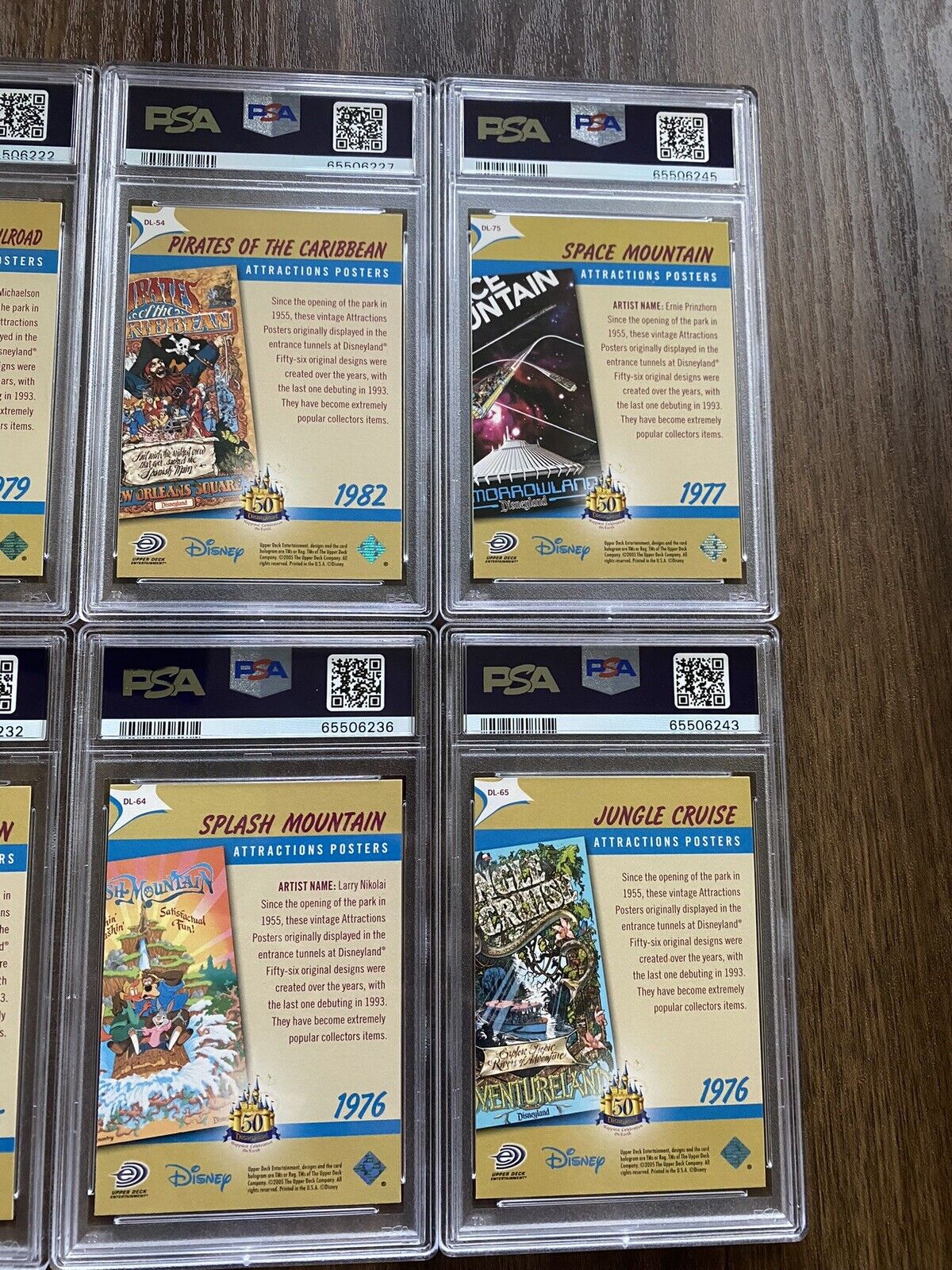 SPLASH MOUNTAIN, Haunted Mansion, Space Disneyland Upper deck 2005 PSA LOT (6)