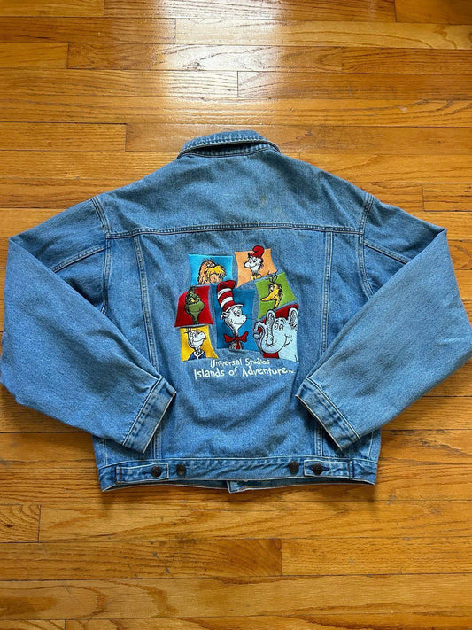 Vintage Universal Studios Island of Adventure Dr.Seuss Denim Jean Jacket