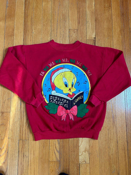 Vintage Looney Tunes Tweety Bird Christmas Crewneck