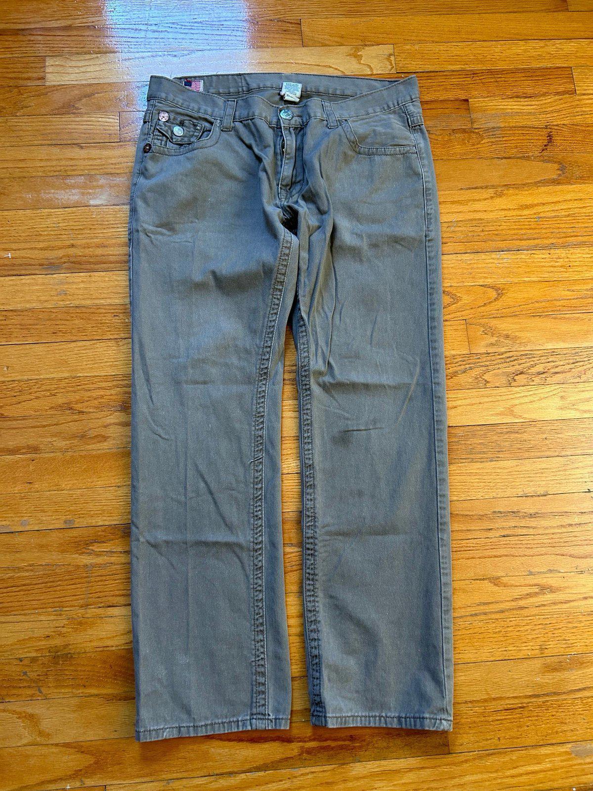 True Religion Navy Green Straight Jeans 38