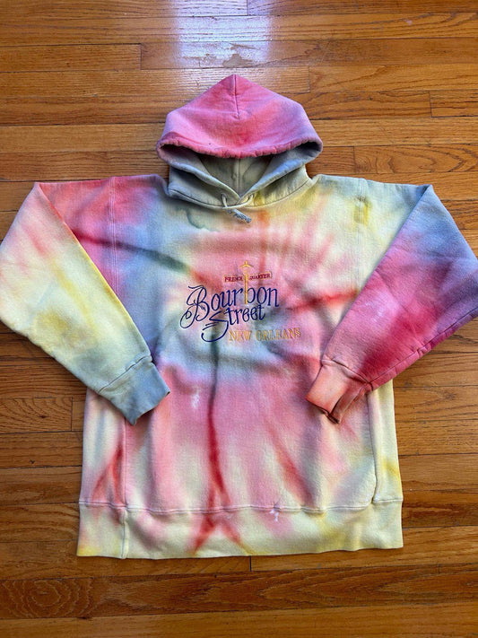 Vintage French Quarter Bourbon Street New Orleans Tie Dye Hoodie