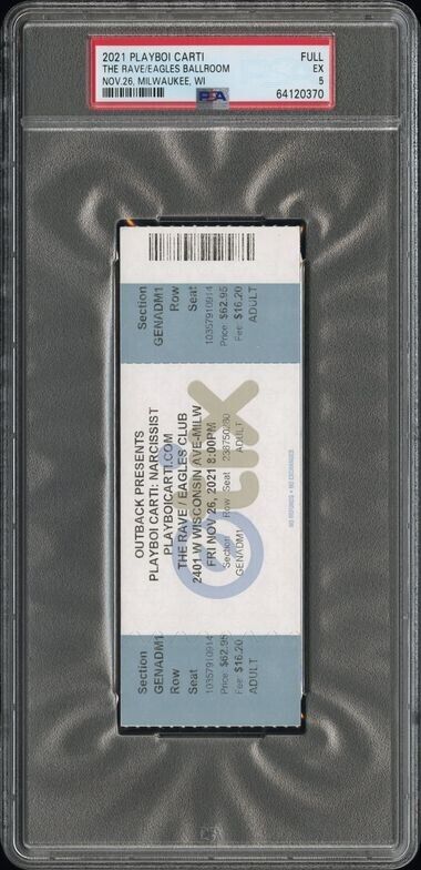 Playboi Carti King Vamp Narcissist tour ticket PSA graded Milwaukee Wisconsin