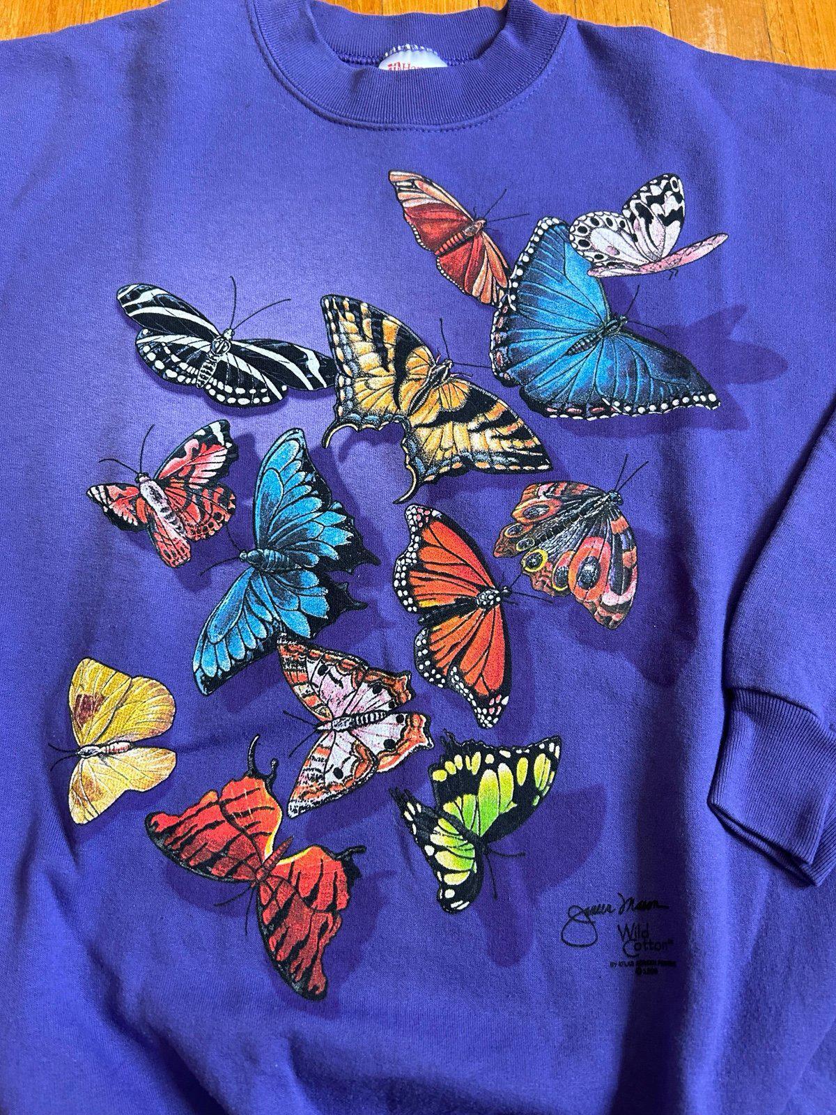 Vintage 90s Flowers Butterflies Nature Crewneck