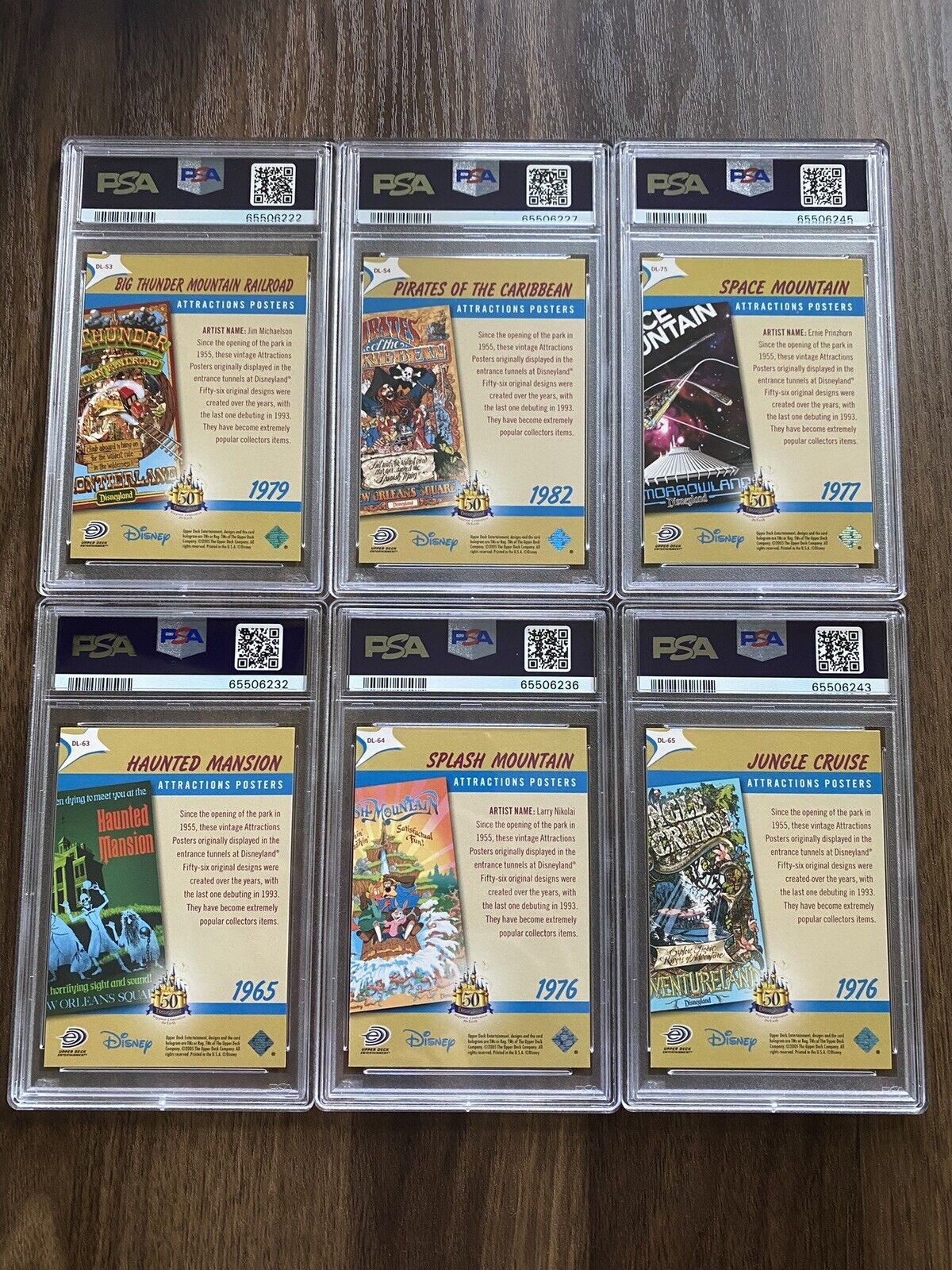 SPLASH MOUNTAIN, Haunted Mansion, Space Disneyland Upper deck 2005 PSA LOT (6)