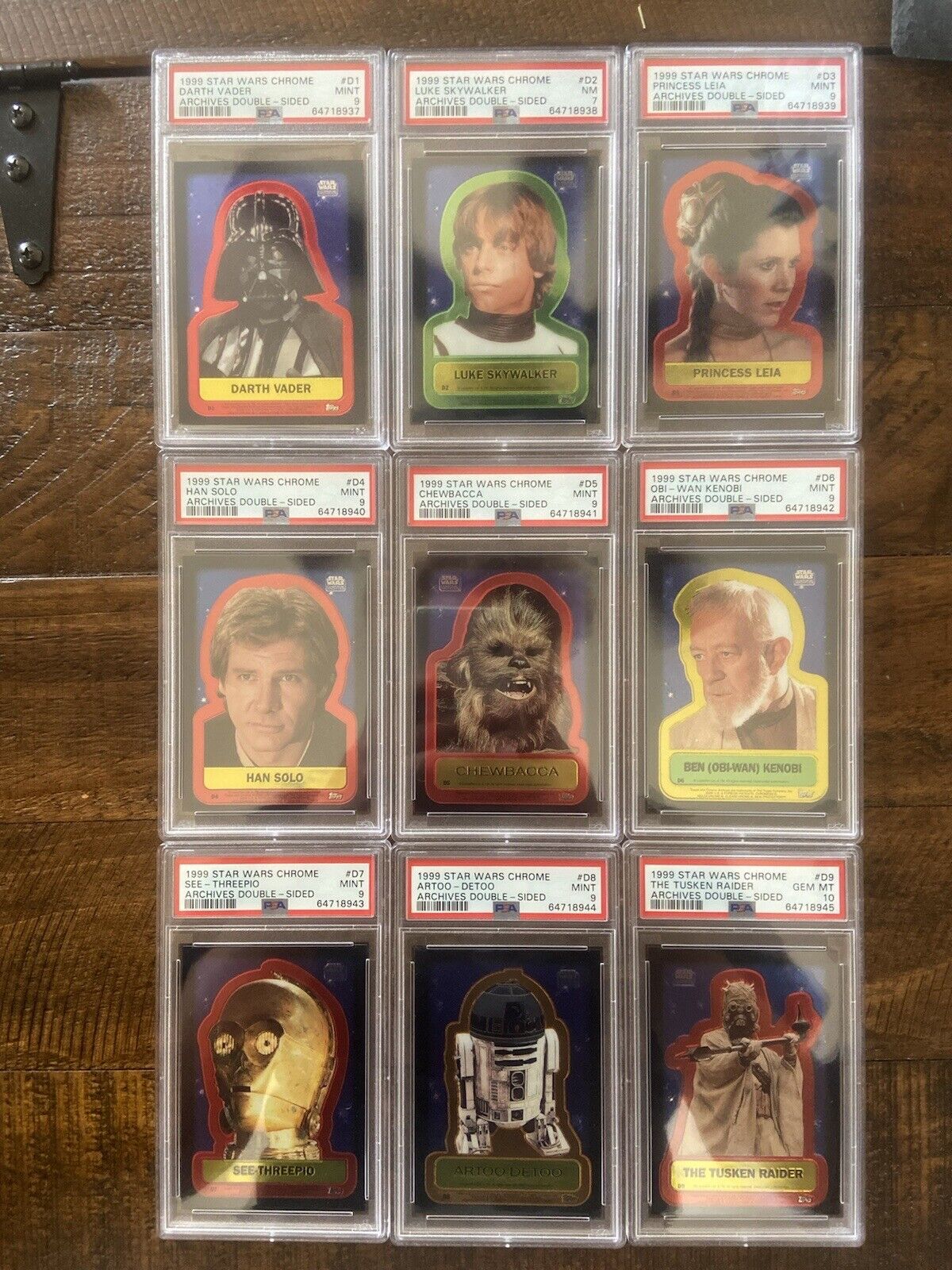 1999 STAR WARS CHROME ARCHIVES FULL SET (9) PSA GRADED SAPPHIRE LUKE VADOR R2D2