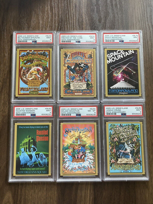 SPLASH MOUNTAIN, Haunted Mansion, Space Disneyland Upper deck 2005 PSA LOT (6)