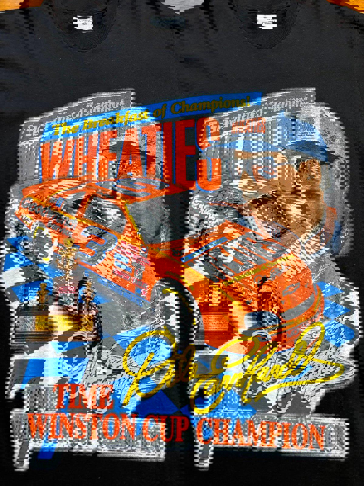 Vintage 90s NASCAR Dale Earnhardt Wheaties Racing Champion T-Shirt