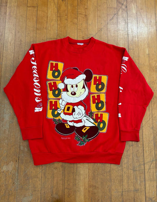 Vintage Walt Disney Christmas Holiday Mickey Mouse Winter Sweater