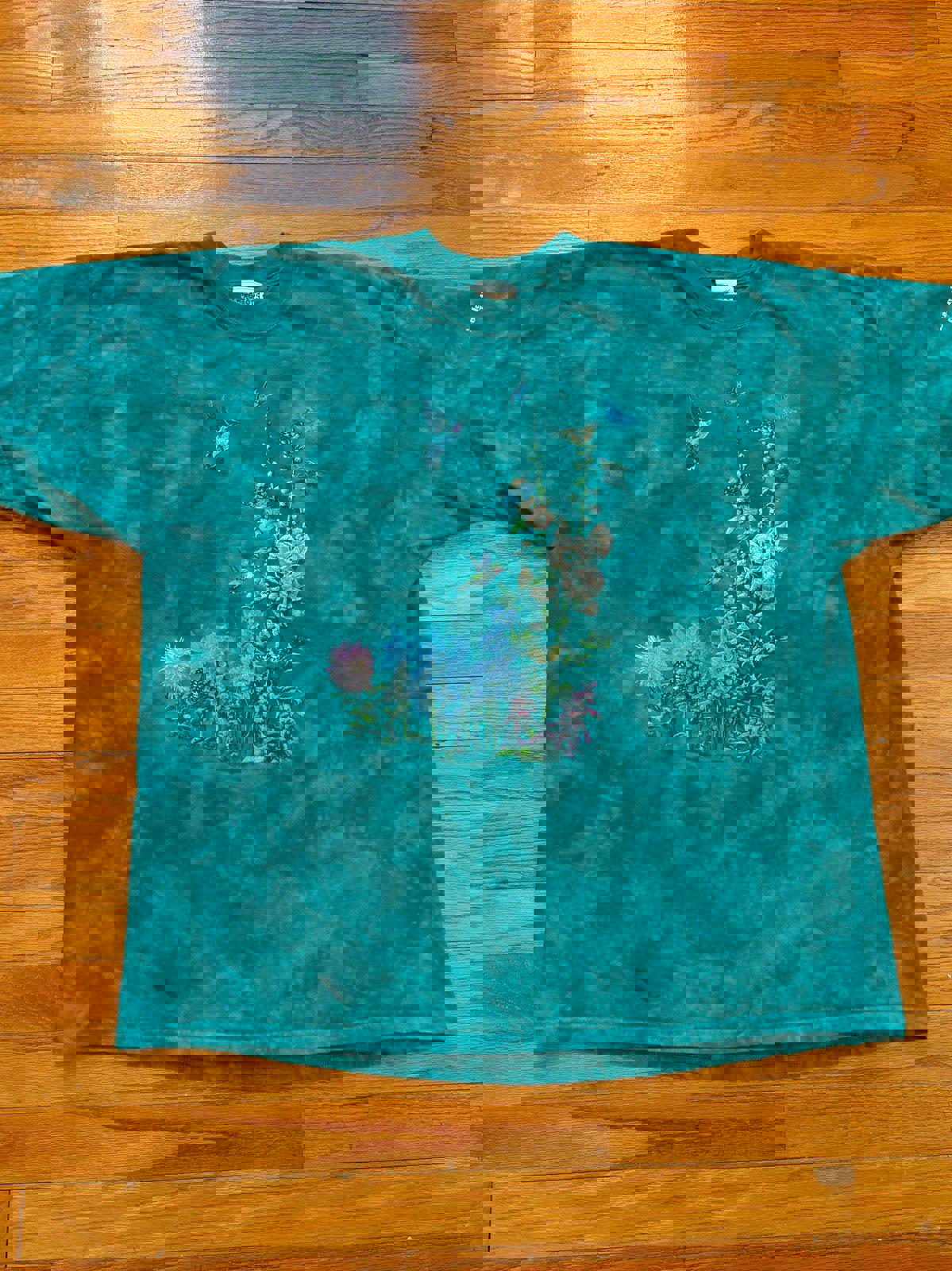 Vintage Nature Birds Flowers Tie Dye T-Shirt