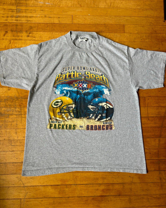 Vintage 90s NFL Green Bay Packers Denver Broncos Super Bowl  XXII T-Shirt