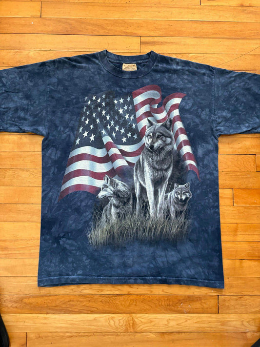 Vintage Nature Wolf The Mountains USA Tie Dye T-Shirt