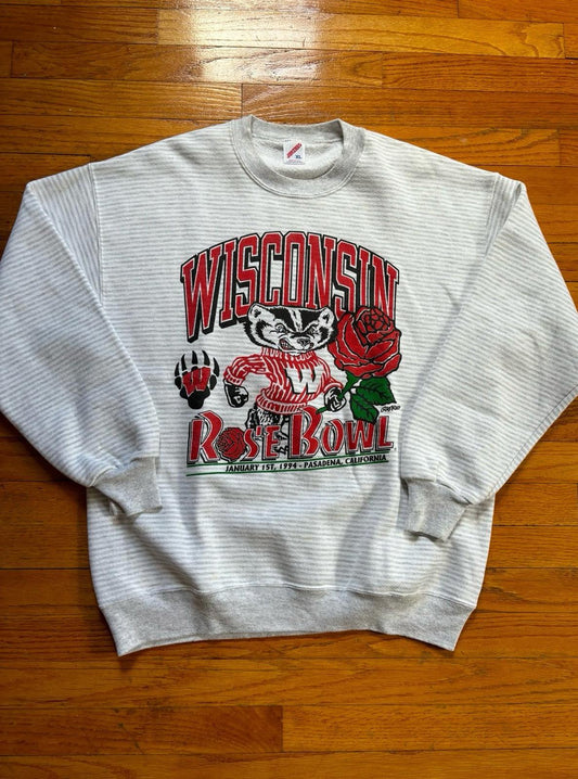 Vintage 90s University of Wisconsin Badgers Rose Bowl Crewneck Sweater