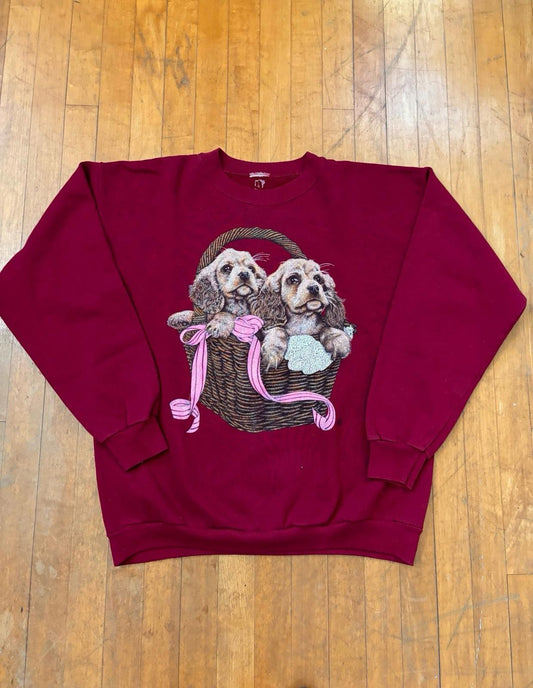 Vintage Dog Puppies Crewneck Sweater