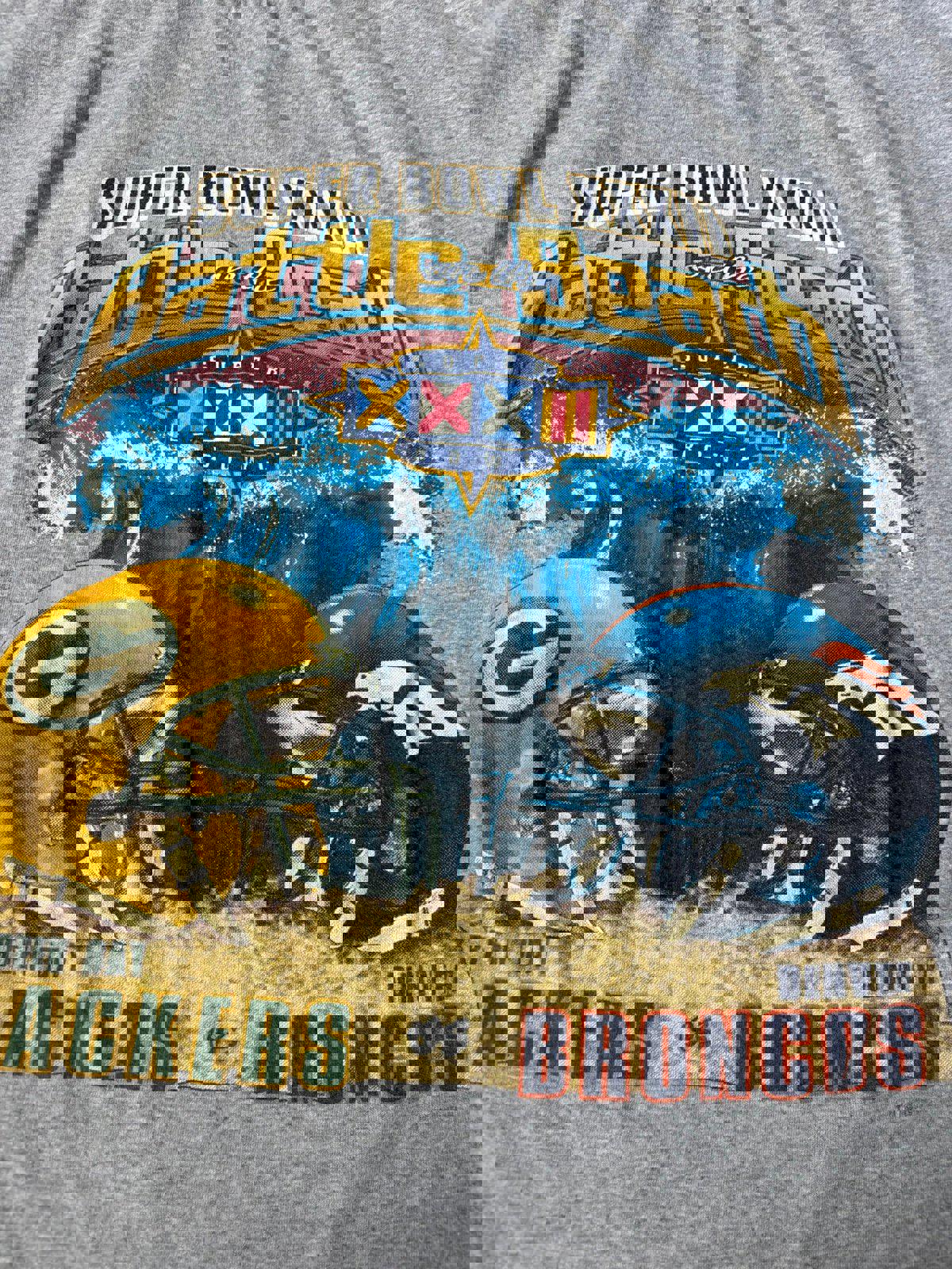 Vintage 90s NFL Green Bay Packers Denver Broncos Super Bowl  XXII T-Shirt