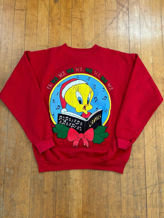 Vintage Looney Tunes Tweety Bird Christmas Crewneck