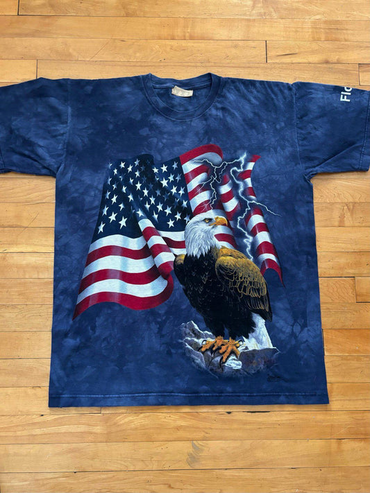 Vintage Nature Bald Eagle The Mountains USA Thunder Tie Dye T-Shirt
