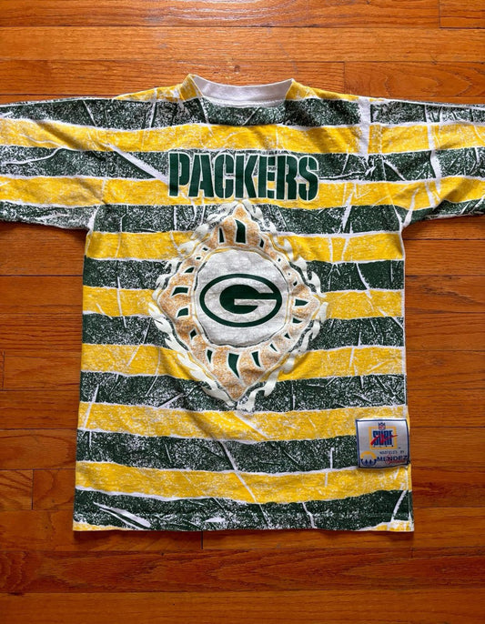 Vintage 90s NFL Green Bay Packer AOP Single Stitch T-Shirt