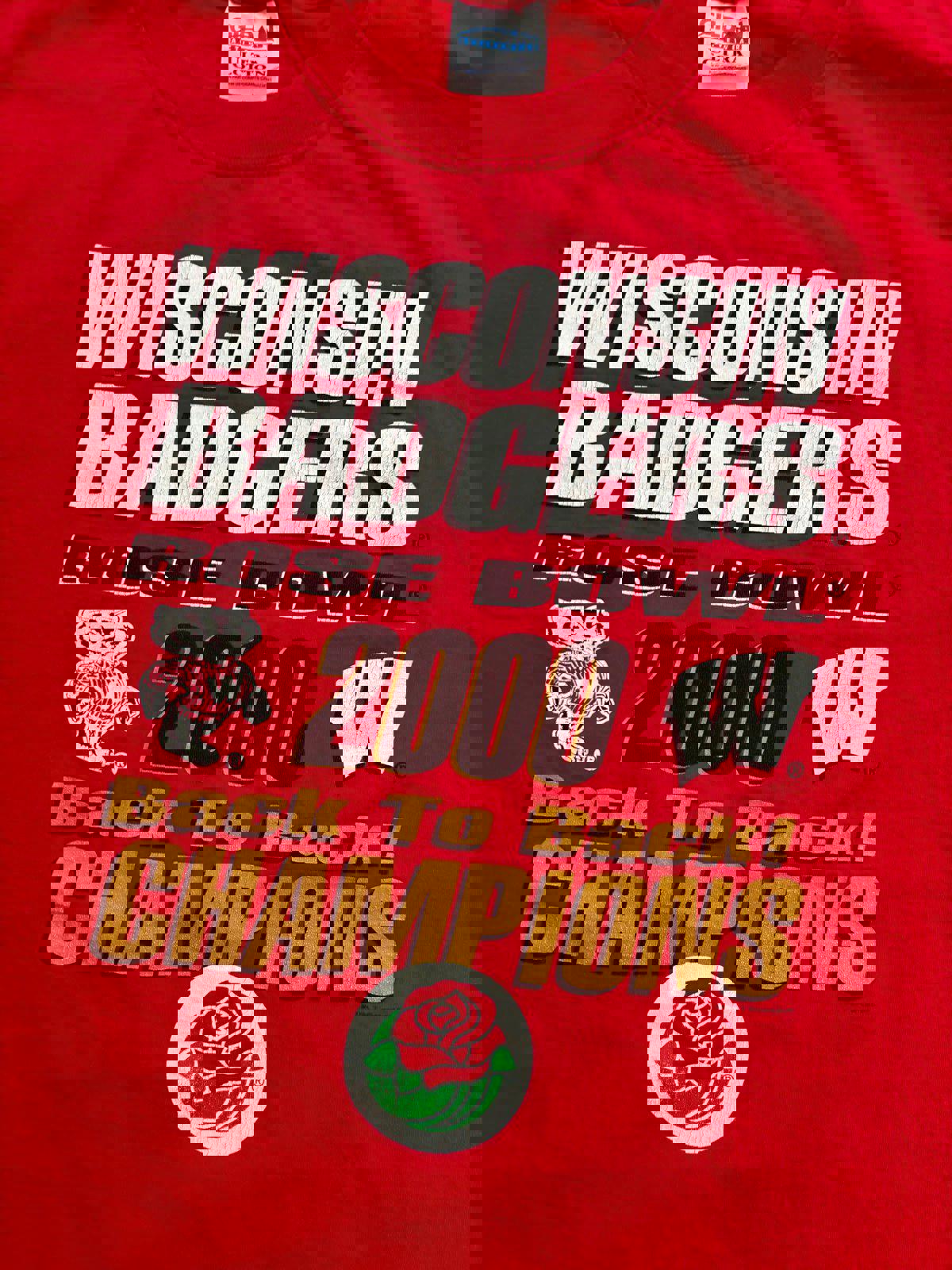 Vintage University of Wisconsin Badgers Football Rose Bowl Champions T-Shirt