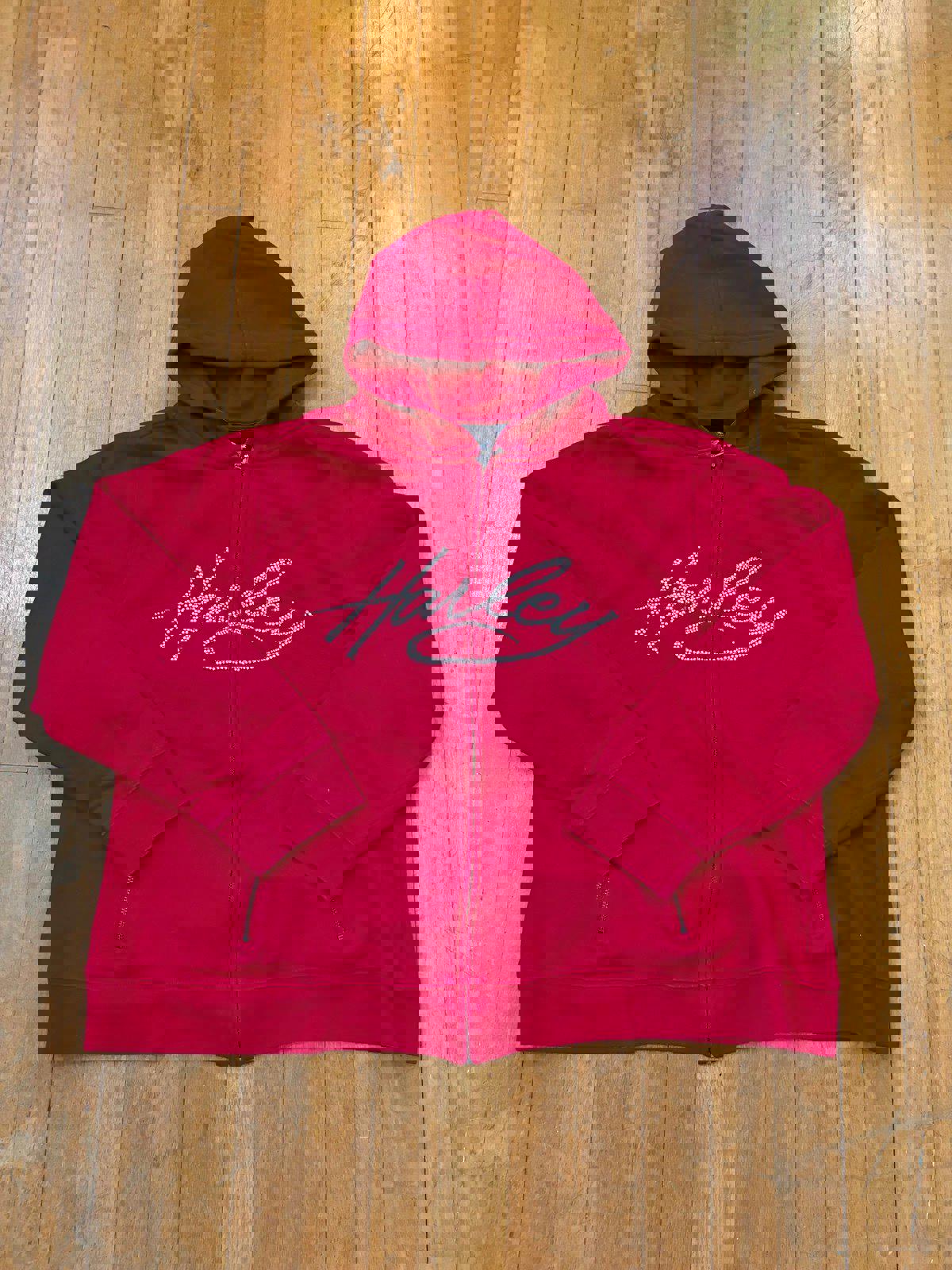 Vintage Harley Davidson Motorcycle Sparkle Bedazzled Hoodie Sweater