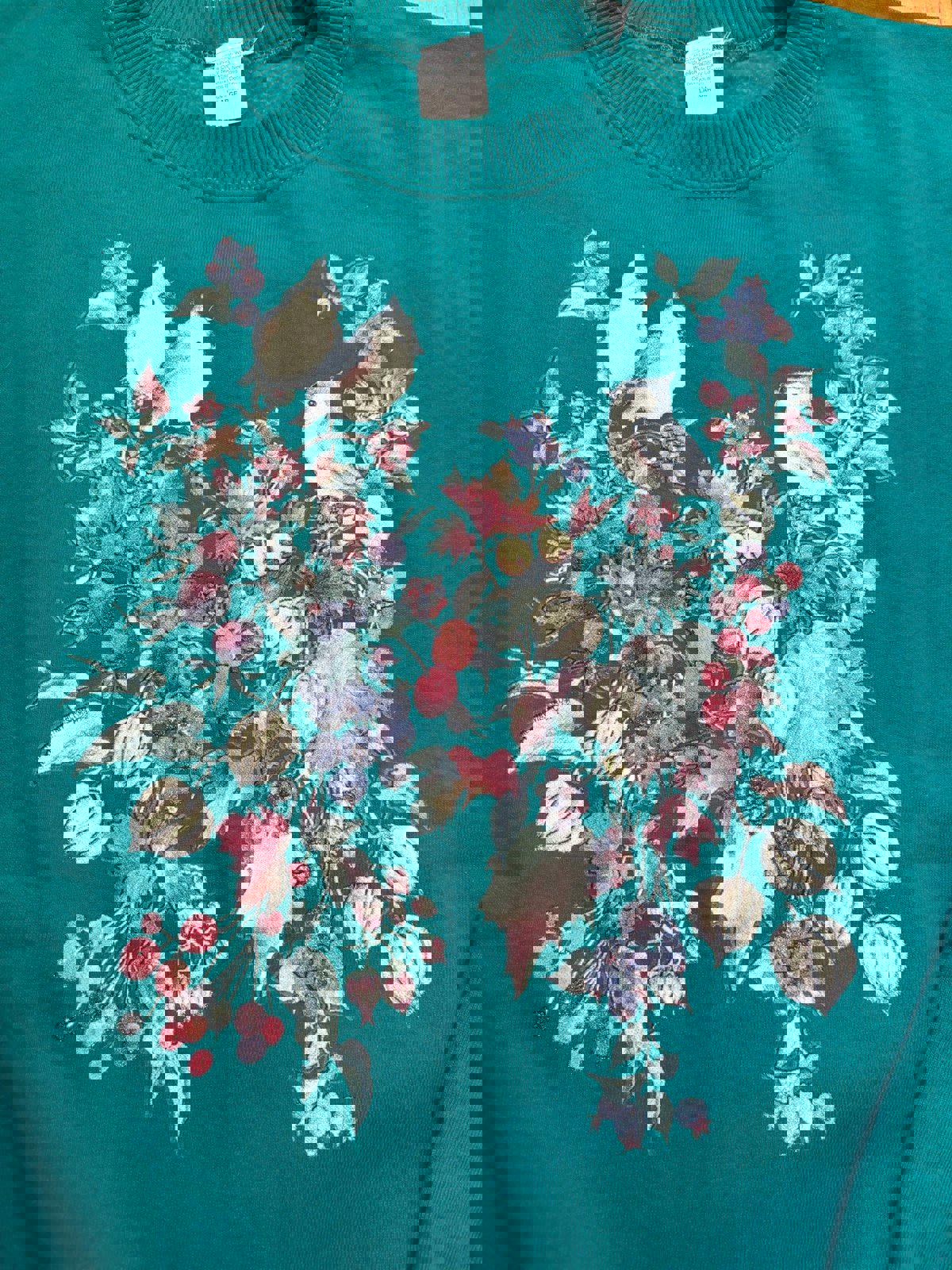 Vintage Nature Birds Flowers Crewneck Sweater