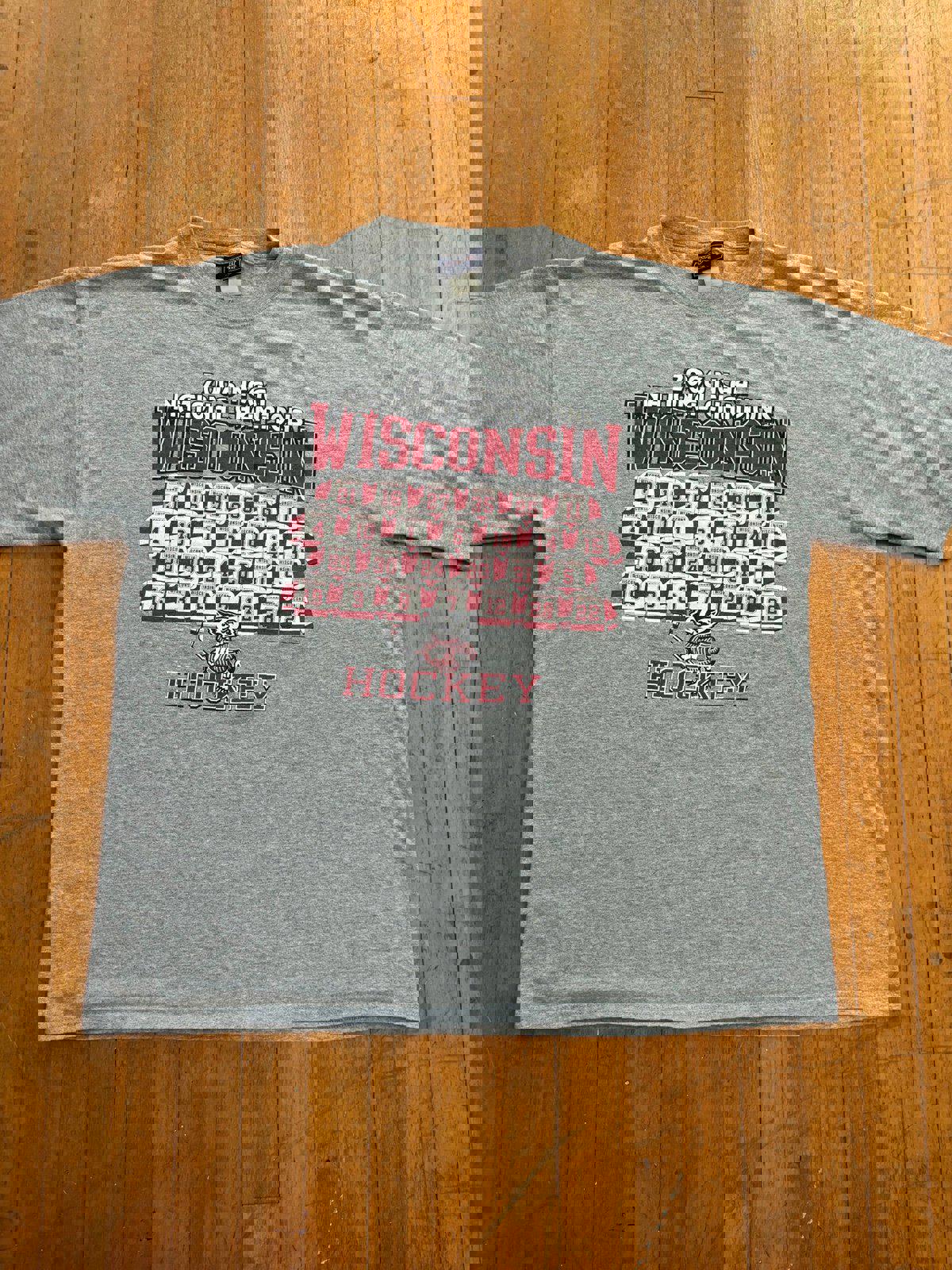 Vintage University of Wisconsin Badgers Hockey National Champions T-Shirt