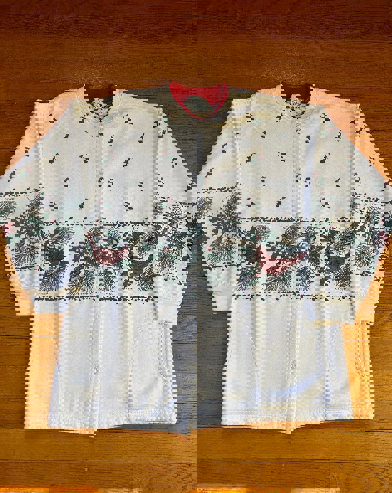 Vintage Nature AOP Cardinal Birds Winter Christmas Sweater