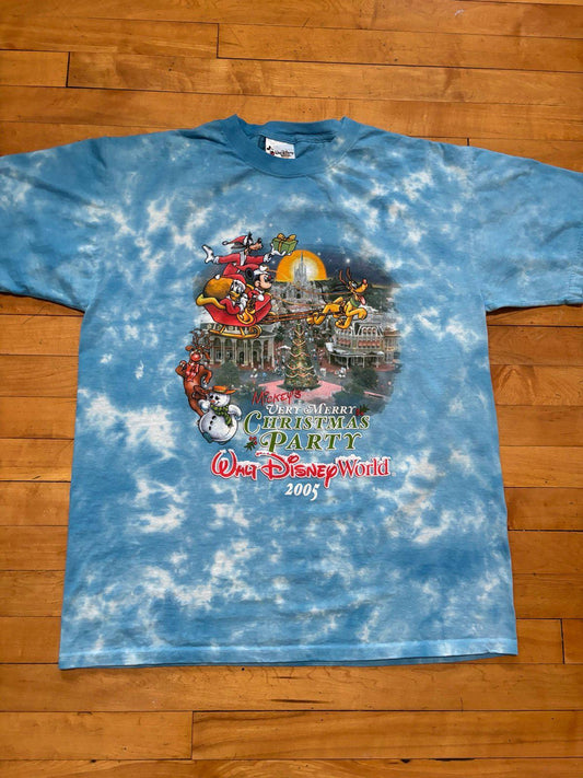 Vintage Walt Disney World Christmas Party Mickey Mouse Tie Dye AOP T-Shirt