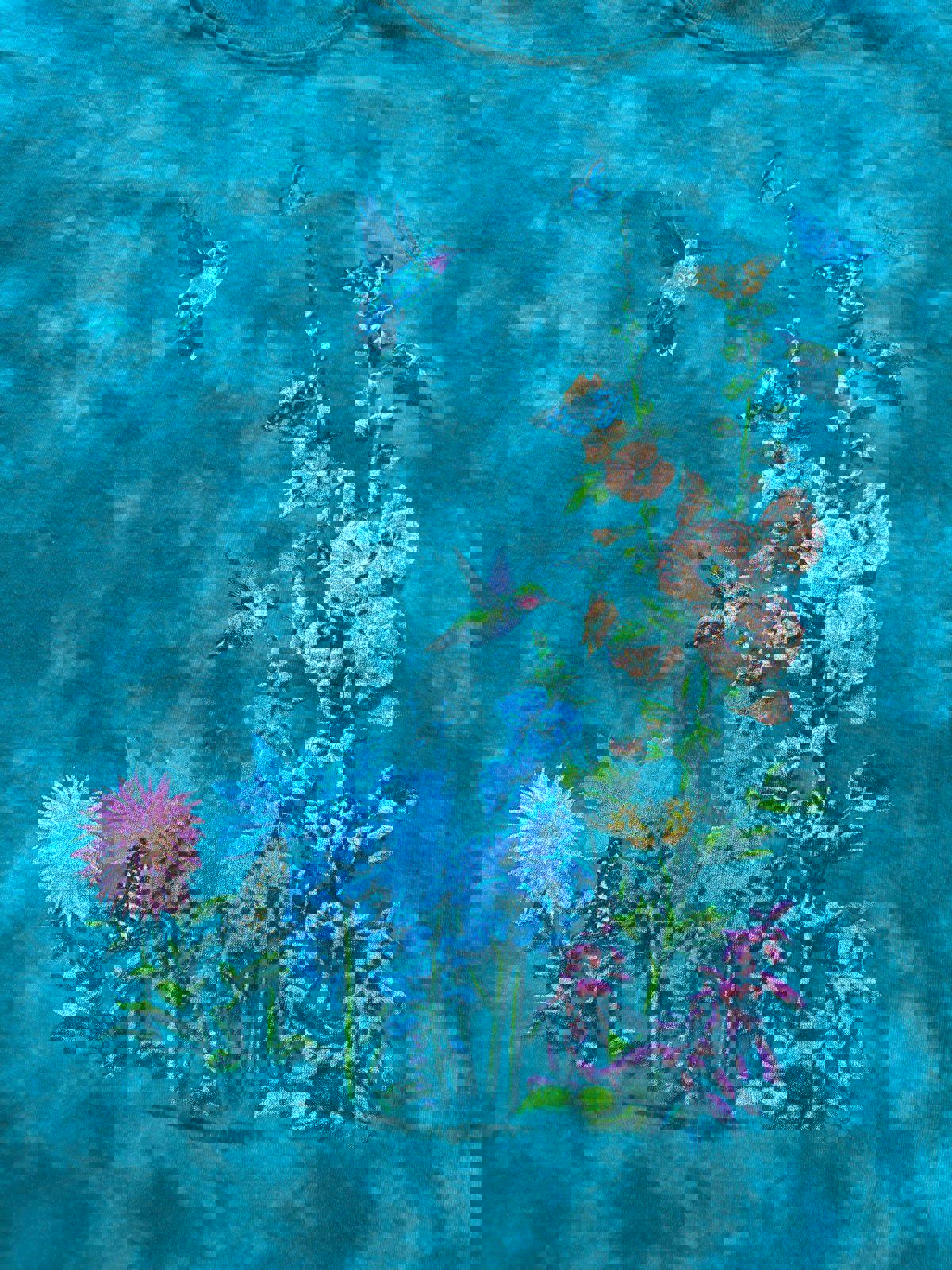 Vintage Nature Birds Flowers Tie Dye T-Shirt