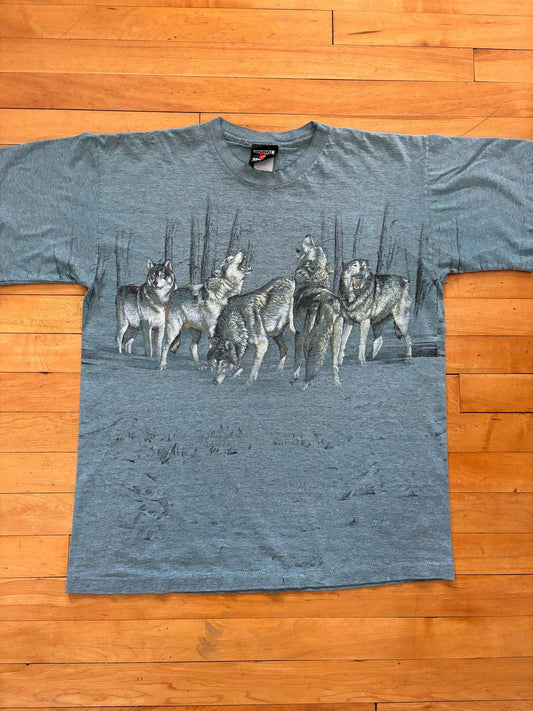 Vintage 90s Nature Wolf AOP T-Shirt