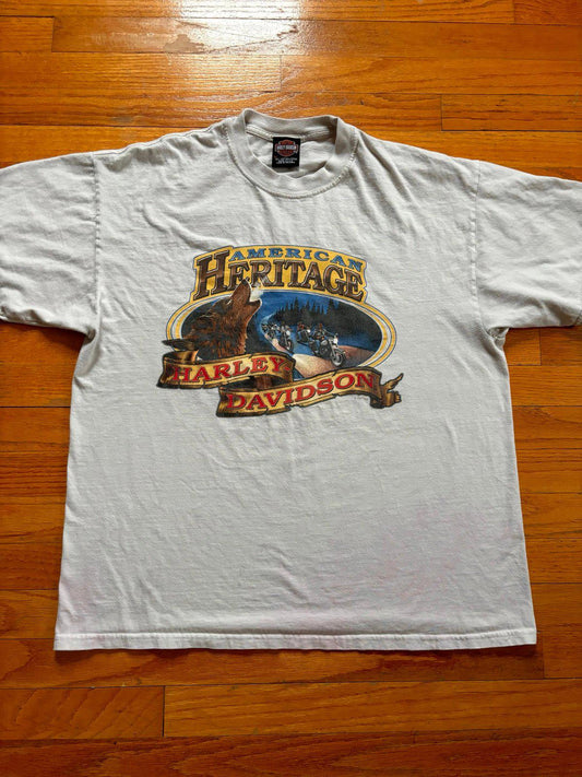 Vintage Harley Davidson Motorcycle Wolf Nature T-Shirt